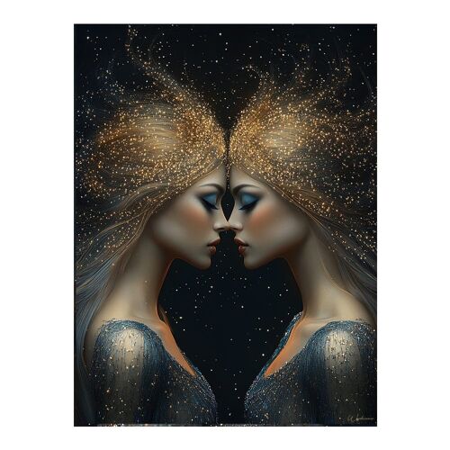 Tableau Femme Gémeaux alu-dibond multicolore 30x40 cm
