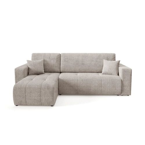 Canapé d'angle gauche 3 places en tissu texturé taupe