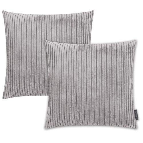 Housses De Coussin Velours Côtelé Gris - Lot De 2 - 45x45