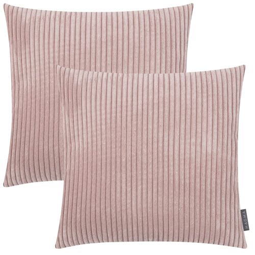 Housses De Coussin Velours Côtelé Rose - Lot De 2 - 45x45