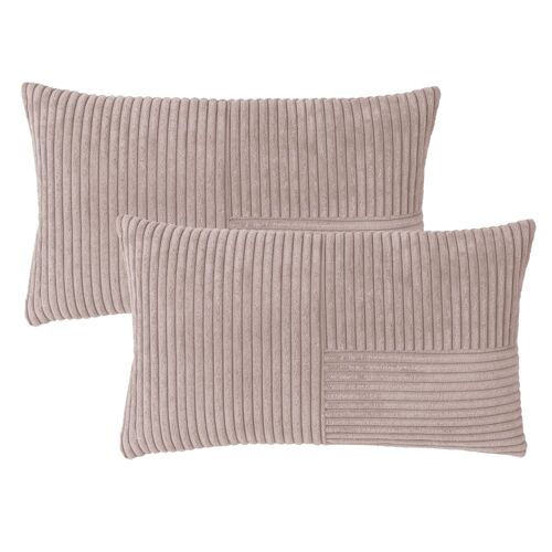 Housses De Coussin Velours Cotelé Rose-Lot De 2-30x50