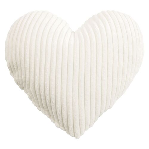Coussin petit coeur velours cotelé beige env. 32 cm