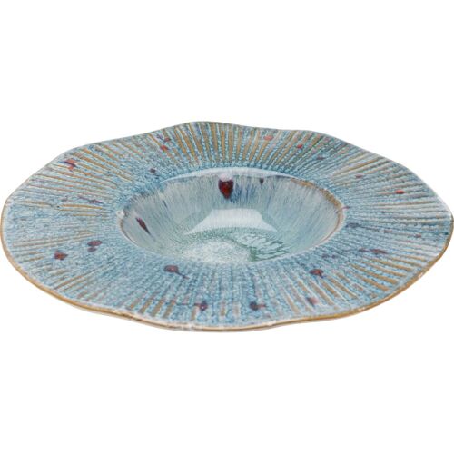 Assiette Creuse En Grès Bleu D26
