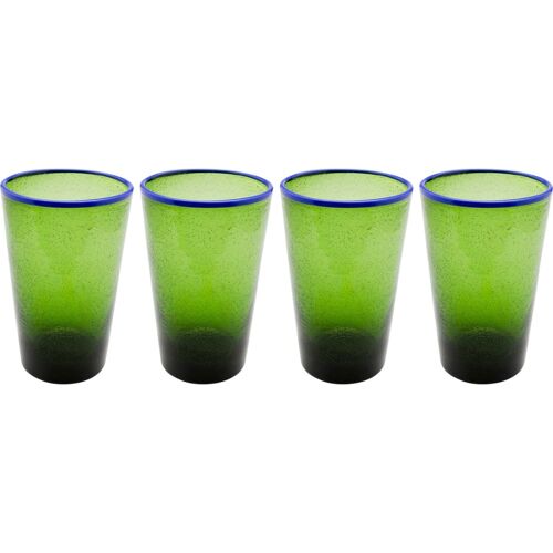 Lot De 4 - Verre À  Vin Vert À  Bulles