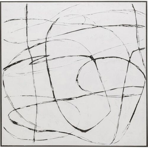 Toile encadrée en coton blanc et noir 120x120