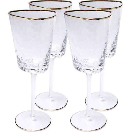Lot De 4 - Verre À  Vin Blanc En Verre Bord Doré