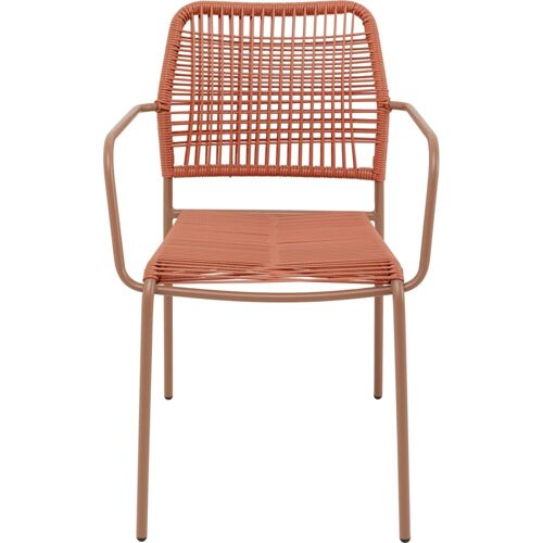 Chaise De Jardin Avec Accoudoirs En Acier Et Polyéthylène Rouge
