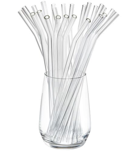 Pailles En Verre Transparent Courbée (25 Pièces) 23 Cm