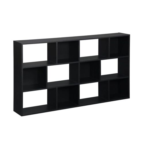 Bibliothèque design asymétrique noire, 3 étagères