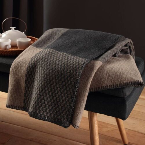 Plaid En Laine Mérinos Moka 150 X 200 Cm