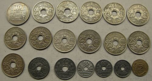 Lot 19 Pièces Monnaie Française, Turin, Lindauer, Etat Français, Marianne (Lt-16).