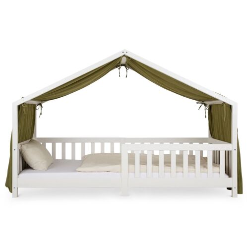 Rideau de lit enfant en mousseline de coton, vert foncé