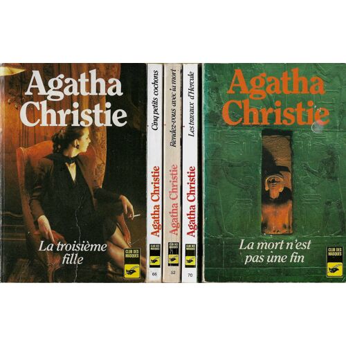 Lot De 5 Agatha Christie (Club Des Masques - Couvertures Photos) - La Mort N'Est Pas Une Fin - Les Travaux D'Hercule - Rendez-Vous Avec La Mort - Cinq Petits Cochons - La Troisième Fille