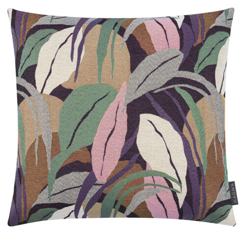 Housses De Coussin Jacquard Motif Végétal Multicolore 50x50 - Lot De 2