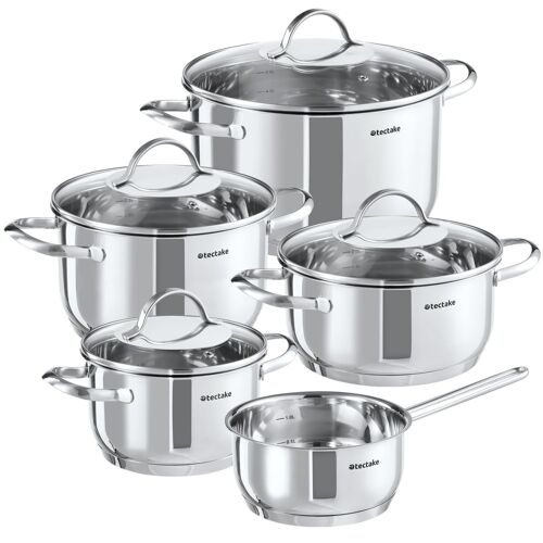 Batterie De Casseroles 9 Pièces Compatible Induction Avec Poignées