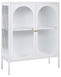 Armoire vitrine métal 90 cm 35 cm blanc