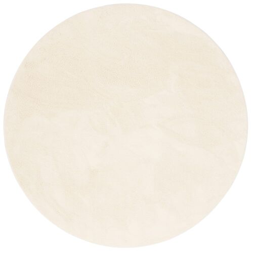 Tapis À Poils Longs Moelleux Rond Crème 200x200 Cm