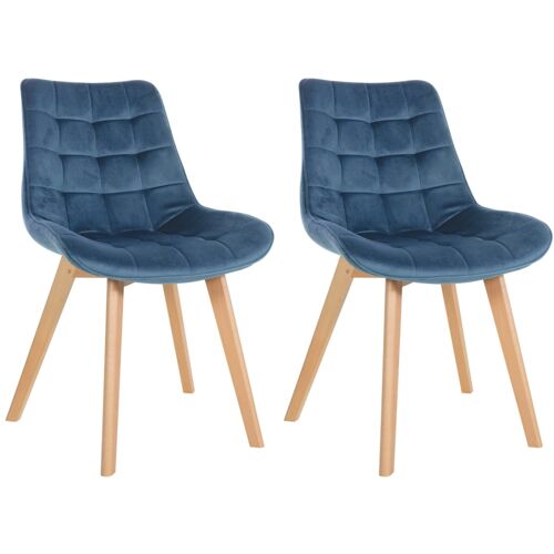 Lot 2 chaises de salle à  manger assise en velours Bleu