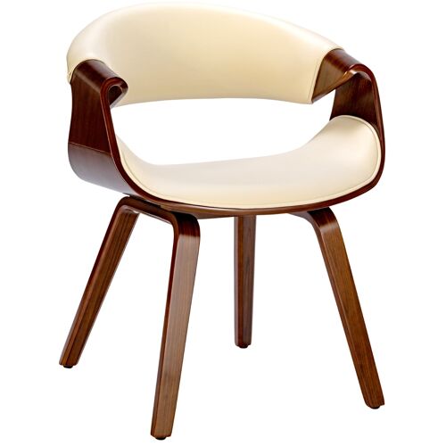 Chaise avec assise en pvc et synthetique Noyer / Crème