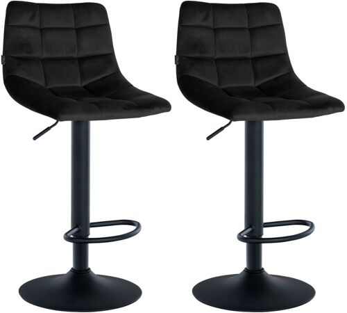 Lot 2 Tabourets réglable pivotants en velours Noir