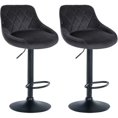 Lot 2 Tabourets réglable pivotants en velours Gris foncé