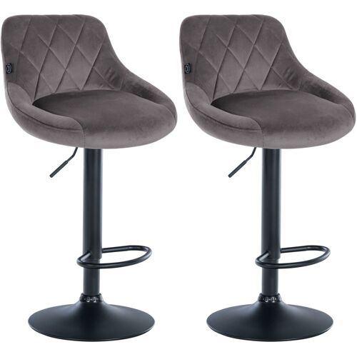 Lot 2 Tabourets réglable pivotants en velours Gris