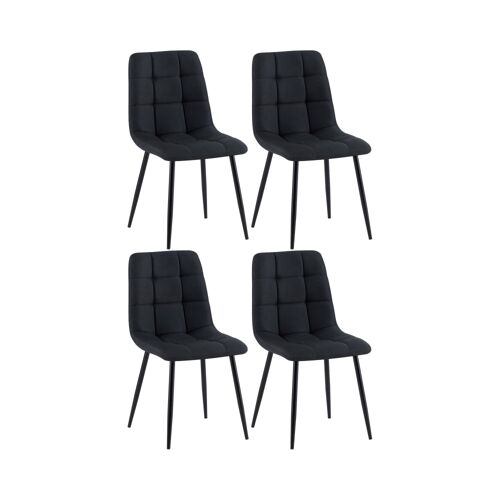 Lot de 4 chaise salle à  manger et assise en tissu Noir