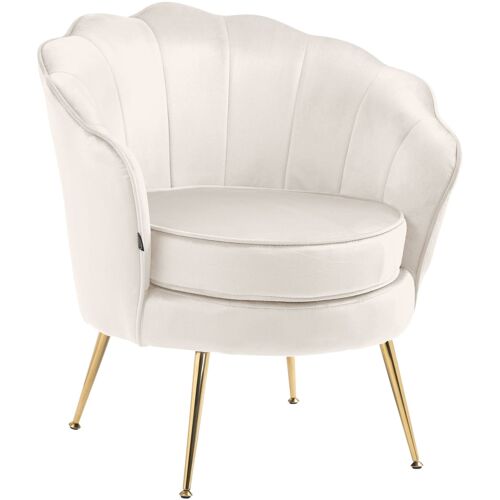 chaise salle à  manger avec accoudoirs en velours Crème