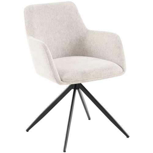 chaise salle à  manger avec accoudoirs en tissu Crème