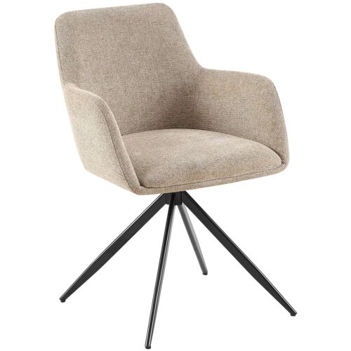 chaise salle à  manger avec accoudoirs en tissu Taupe