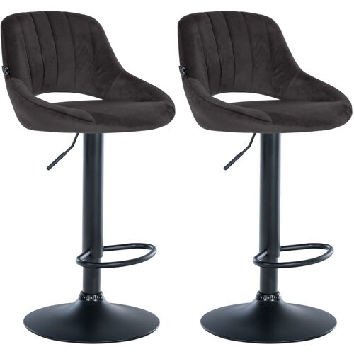 Lot de 2 Tabouret de bar réglable Pivotant en velours Noir