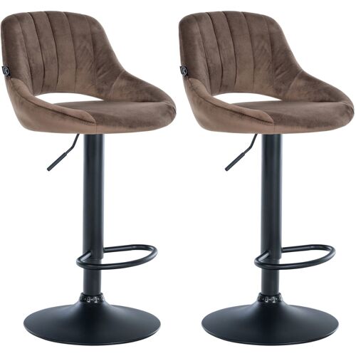 Lot de 2 Tabouret de bar réglable Pivotant en velours Marron