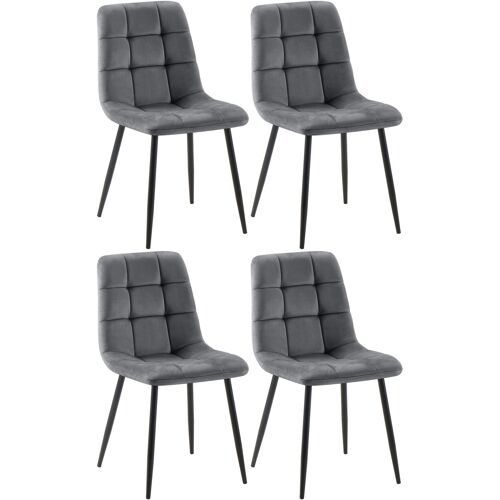 Lot 4 chaises de salle à  manger en velours Gris foncé