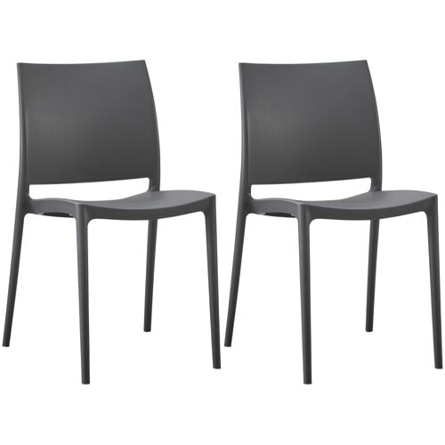Lot De 2 Chaises De Jardin Empilable En Résine Gris Foncé