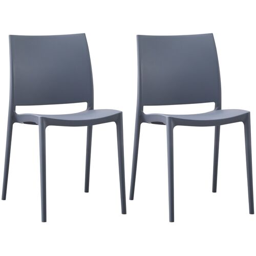 Lot De 2 Chaises De Jardin Empilable En Résine Gris