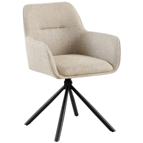 chaise salle à  manger avec accoudoirs en tissu Taupe