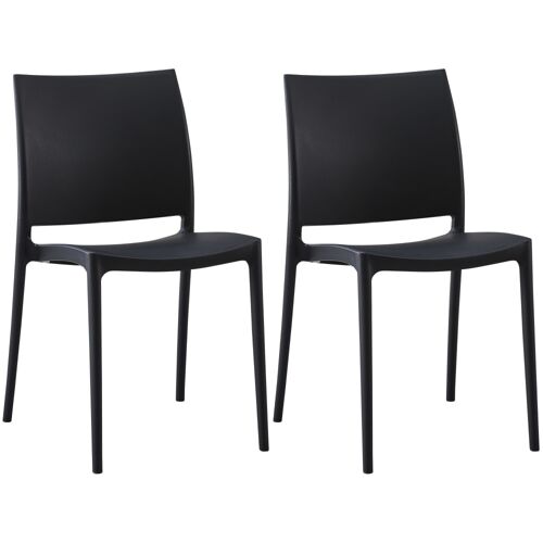 Lot De 2 Chaises De Jardin Empilable En Résine Noir