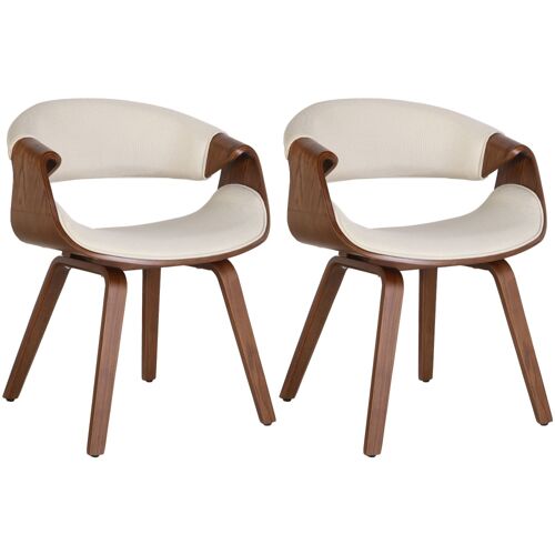 Lot 2 chaises avec assise en tissu Chêne / Crèmes