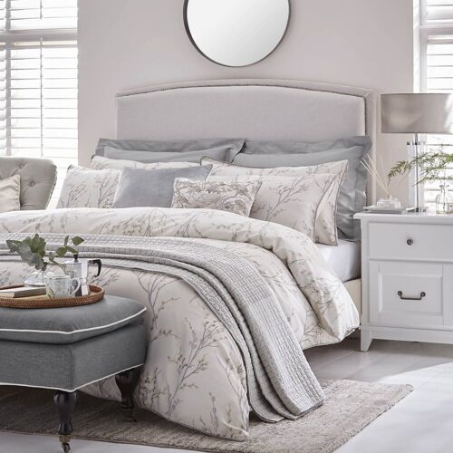 Housse De Couette Fleur De Saule En Satin De Coton Gris 200x200cm