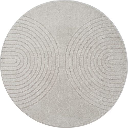 Tapis Moderne Salon Scandinave, Gris, 120 Cm, Ronde