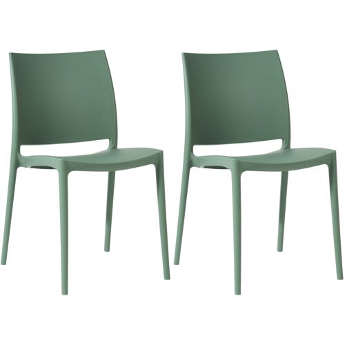 Lot De 2 Chaises De Jardin Empilable En Résine Olive