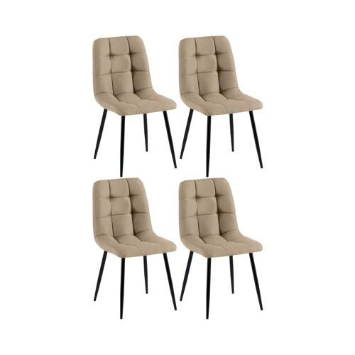 Lot de 4 chaise salle à  manger et assise en tissu Taupe