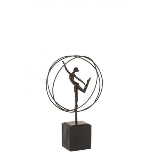 Statuette gymnaste résine marron foncé 22x8x36cm