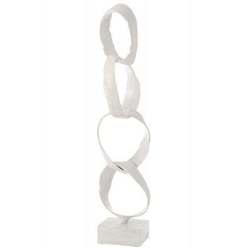 Statuette en aluminium blanc 18x14x66 cm