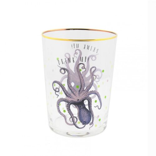 Verre Pieuvre Multicolor , Détails Bords Dorés