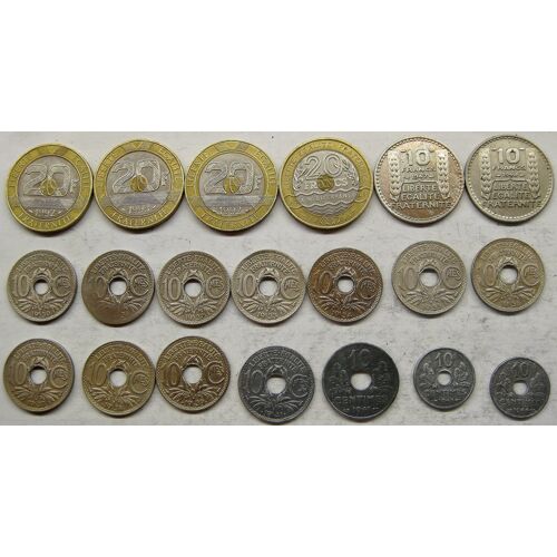 Lot 20 Pièces Monnaie Française, Turin, Lindauer, Etat Français, Etc... (Lt-22).