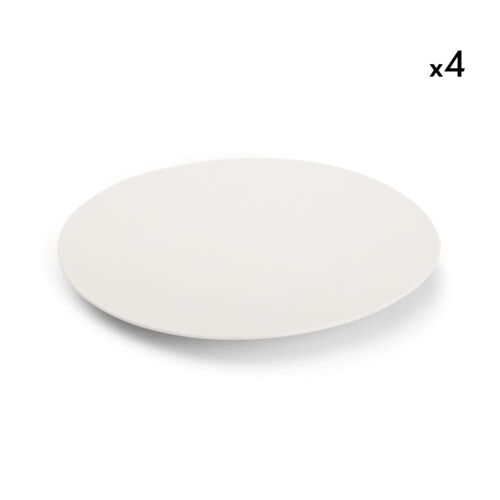 Lot De 4 Assiettes Blanc En Porcelaine 36x25,5cm