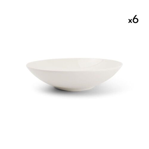 Lot De 6 Assiettes Creuse Blanc En Porcelaine 21xh5cm