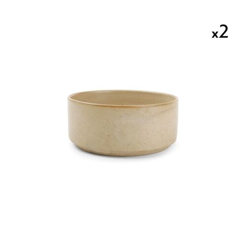 Lot De 2 Bols Beige En Porcelaine 12xh5cm