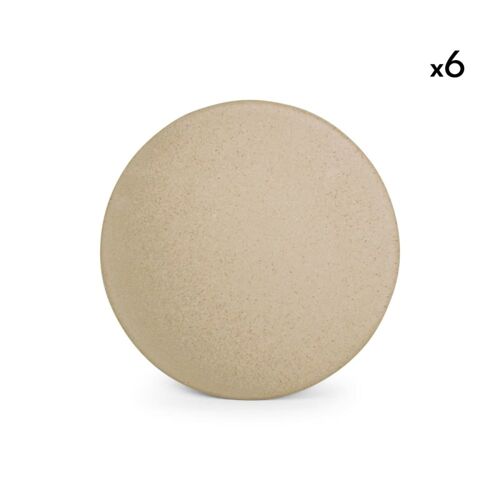 Lot De 6 Assiettes Beige En Porcelaine 21cm